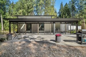 Glass patio enclosure, full length of the finished structure